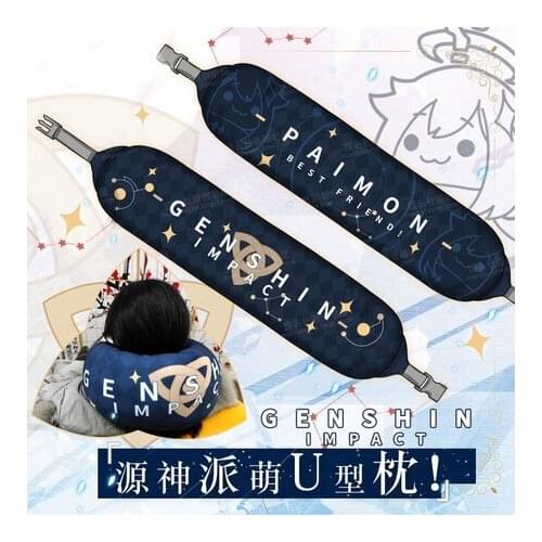 Game Genshin Impact Paimon Portable Travel Soft U-shaped Pillow Cushion Cartoon Airplane Head Neck Rest Protector Gift New Anime