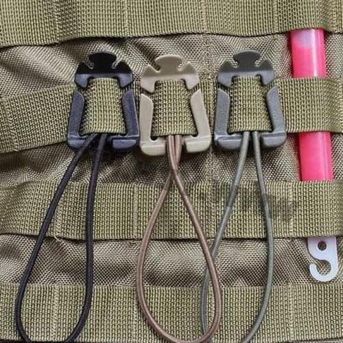 EDC Gear 2Pcs/lot Molle Backpack Carabiner EDC Tool Elastic Rope Webbing Buckle Winder