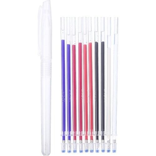 1pc Pen + 10pcs Refills For Dressmaking Craft Sewing Tools Ink Disappearing Heat Erase Pen Refills Fabric Marking Pen