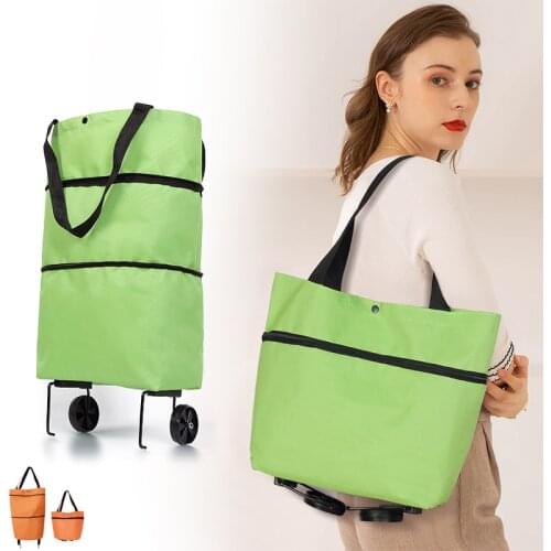 Folding Shopping Pull Cart Trolley Bag With Wheels Foldable Shopping Bags Reusable Grocery Bags Food Organizer Vegetables Bag