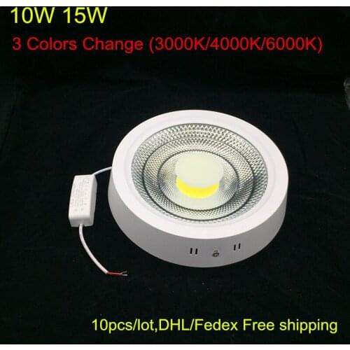 No Cutting LED Ceiling Light 10W 15W Surface Mounted LED Down Light with driver 3 Color Change CE&RoHs DHL/Fedex Free Shipping
