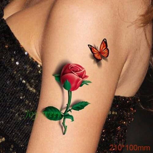 Waterproof Temporary Tattoo Sticker on body sexy 3D rose tattoo flower tatto stickers flash tatoo fake tattoos for girl women