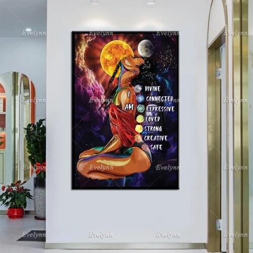 Black Girl Magic Poster - I Am Black Girl Prints, Black Woman Wall Art, Black Poster, Africa America Home Decor Canvas Gift