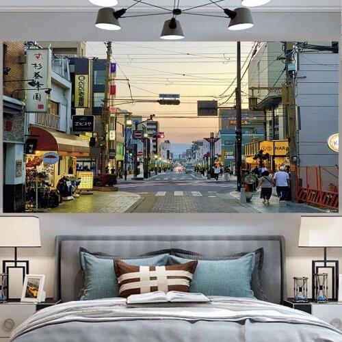 Japanese decoration tapestry street building scenery wall blanket home decoration wall carpet