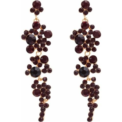 2019 New Rhinestone Long Earrings for Women Female Red Crystal Dangle Earrings Bridal Statement Jewelry Wedding brincos