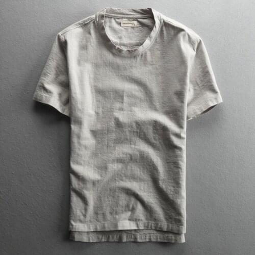 Plus Size M-5XL Mens Pullover Linen T Shirt Men Short Sleeve Summer Mens Quality Casual Tee Tops Slim fit T Shirt for Men TS-729