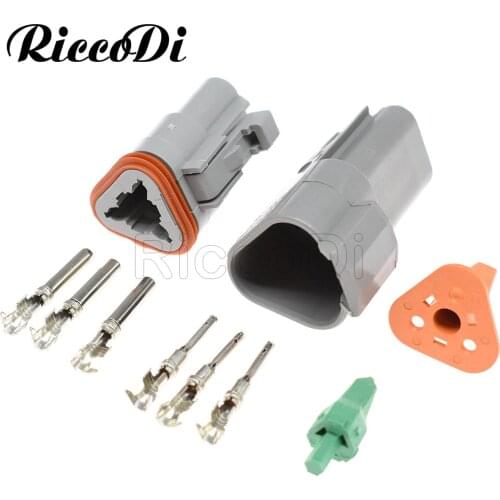 1-20 Sets Deutsch DT Series 3 Pins Waterproof Male Female Electrical Wire Connector plug DT06-3S DT04-3P 22-16AWG