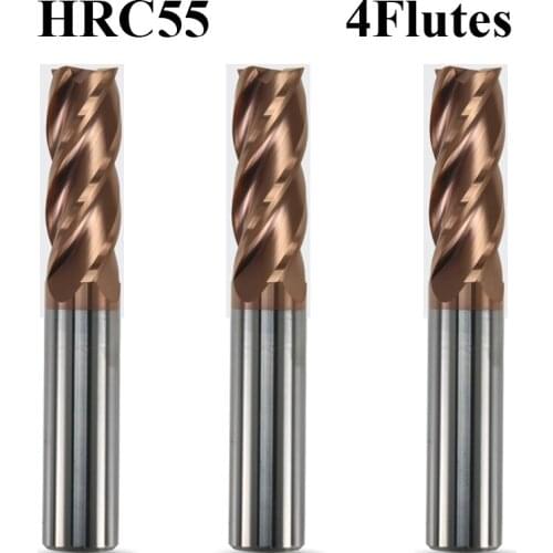 1mm 1.5mm 2mm 2.5mm OD 50mm Length HRC55 Tungsten Solid Carbide 4 Flute Straight Flattened CNC Cutting Tool End Milling Cutter
