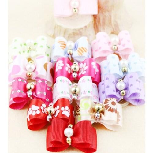 10pcs NEW ARRIVAL 10pcs Mixed Colors Dog Hair Bows Dog Grooming For Dog Pet Puppy Cat Bowknot Puppy Rubber Band