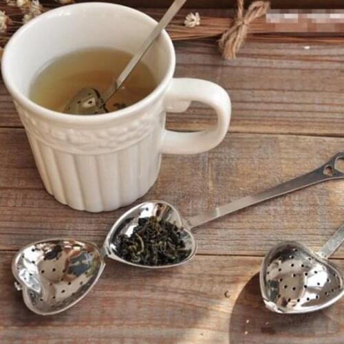 100 PCS Wholesale Hot sale Love Heart Shape Style Stainless Steel Tea Infuser Teaspoon Strainer Spoon DHL free sipping