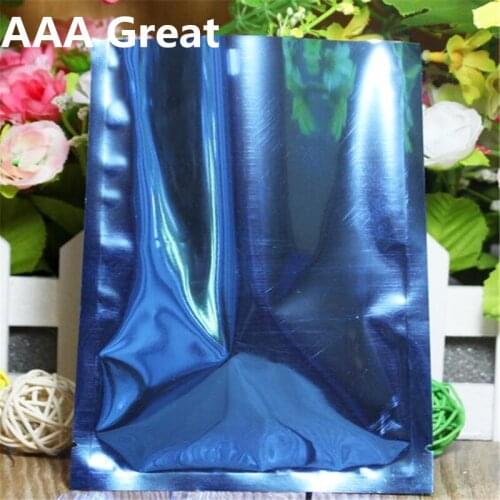100Pcs/Lot Open Top Aluminum Foil Package Bags Blue Vacuum Pouches Food Storage Heat Seal Mylar Bag Grain Candy Snacks