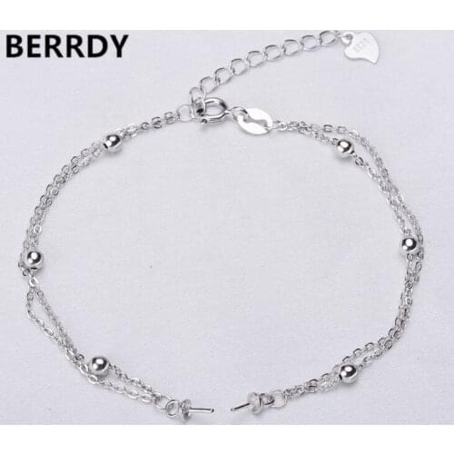 2 COLOR 925 Silver Bracelet Chain, Fashion Charm Bracelet Chain Settings Jewelry Parts Fittings Charm Accessories
