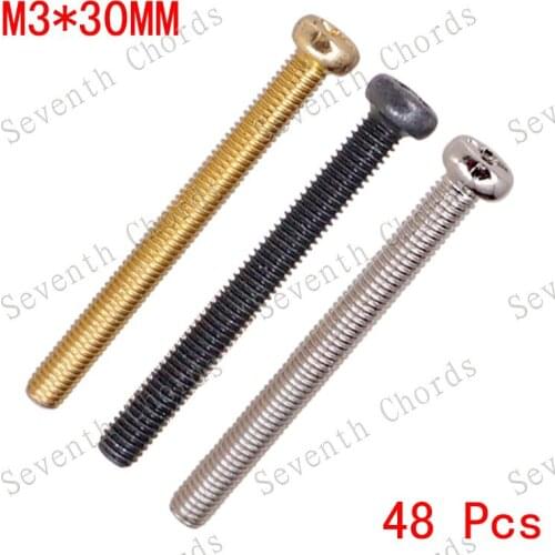 48 Pcs M3*30mm Bass Guitar Bridge String Saddle Adjust Spring, Guitar Humbucker Pickups Adjust Height Screws - Pitch 0.5mm