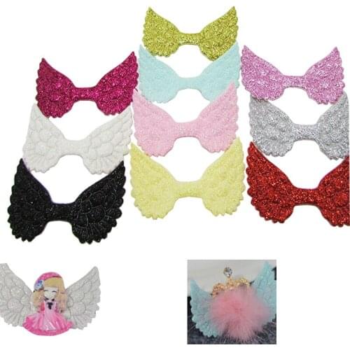 50pcs / lot 5.5*3cm Glitter Patches Bow tie Patch DIY Apparel Sewing Appliques Material Patches For Clothes Garment Decoration