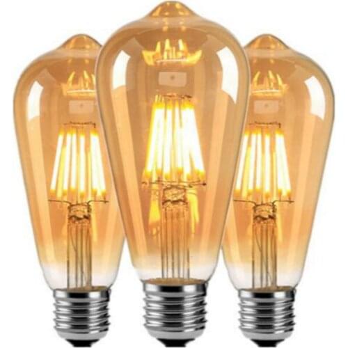 6PCS 220V Vintage Edison Dimmer Light E27 LED Bulbs ST64/G80/T225 Warm White 8W LED Lamp Dimmable Retro Light Home Decoration