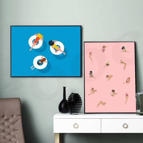 Abstract Bikini Woman Wall Art Canvas Painting Swimming Painting Nordic Posters and Prints Pictures for Living Room Decor