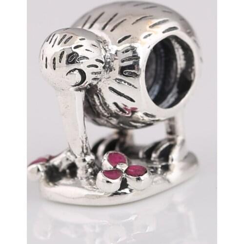 Authentic S925 DIY Jewelry Fishing Bird Charm fit Lady Bracelet Bangle