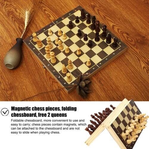 Large Magnetic Wooden Folding Chess Set Felted Game Board Interior Storage Adult Kids Gift Family Game Chess Board