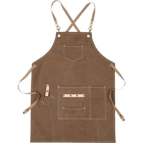 BBQ Canvas Apron Bib Chef Kitchen Apron for Women Men Barista Bartender Pockets Home Barber Cook Coffee Restaurant