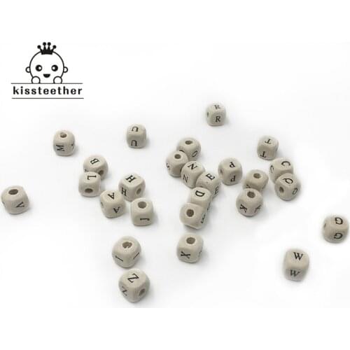 200pcs 10mm Natural Wood Alphabet Beads A-Z Letter Beads for Bracelets Baby Smooth Teether Jewelry Pacifier Chain DIY