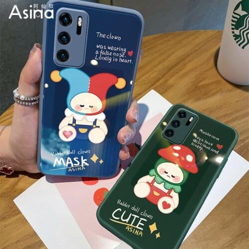 ASINA Tempered Glass Case For Huawei P40 P30 P20 P Smart 2019 Cover Cartoon Bumper For Nova3 3i 5t 7 8 Pro Clown Coque Capas