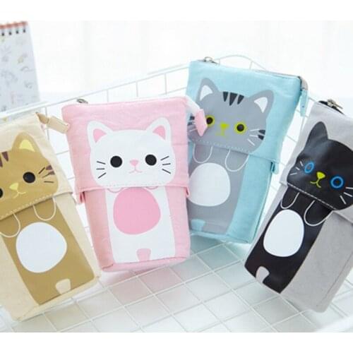 Pencil Case Retractable Estuche Pencilcase Kawaii Canvas Estojo Escolar for Girls Kids Children School Supplies Cute Pencil Case