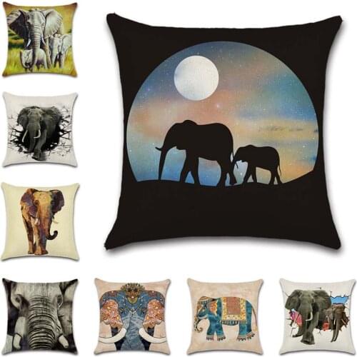 Animal elephant decor painting Cushion Cover decorative Home Throw sofa chair car seat friend kids bedroom gift pillowcase