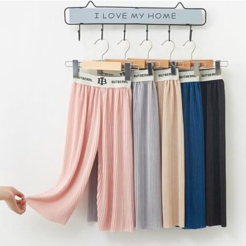 Childrens Pants New Summer Girls Casual Wide Leg Pants Letter Waist Baby Anti-mosquito Casual Pants