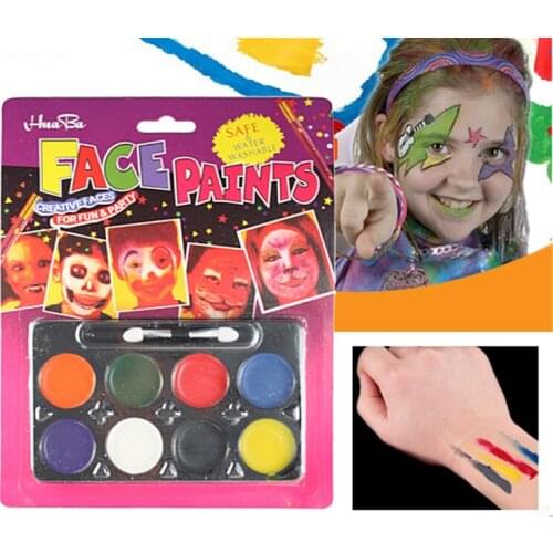 8 colors 1 set Halloween Body Face Painting Washable Safe Party Costume Makeup for Kids Children