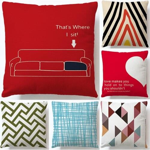 Home Textile 45*45CM Linen color Printed Geometric Pattern Flax Square Sofa Car Pillow Case Pillowcase Cushion Cover 2pc/lot