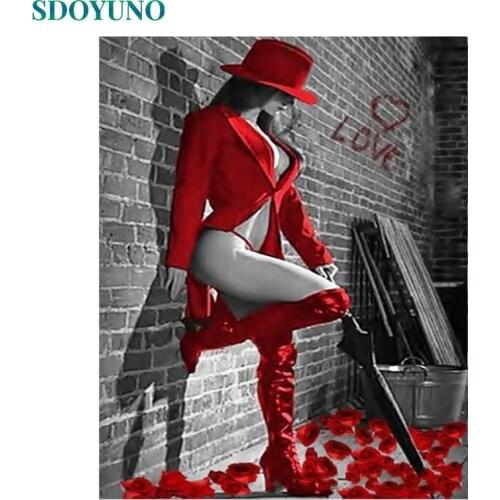 SDOYUNO Frame Picture Figure Women DIY Painting By Numbers Kits Acrylic Paint On Canvas Coloring By Numbers Home Decor 40x50cm