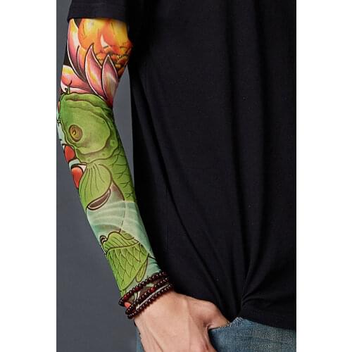 1Pair Man Unisex Fashion Arm Warmer Sun Protection Outdoor Cycling Elastic Nylon Sleeves Stretchy Fake Temporary Tattoo Sleeve