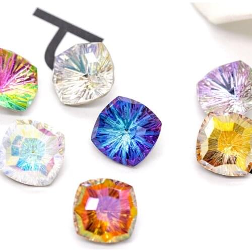 Pointback Fancy Stones 10mm Square Crystals Crafts DIY Glue On Nails Strass Colorful Glass Loose Rhinestones Jewelry Accessories