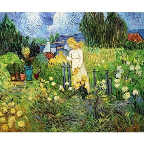 Hand Painted Oil paintings Vincent Van Gogh Canvas art Mademoiselle Gachet in her garden at Auvers High quality wall decor