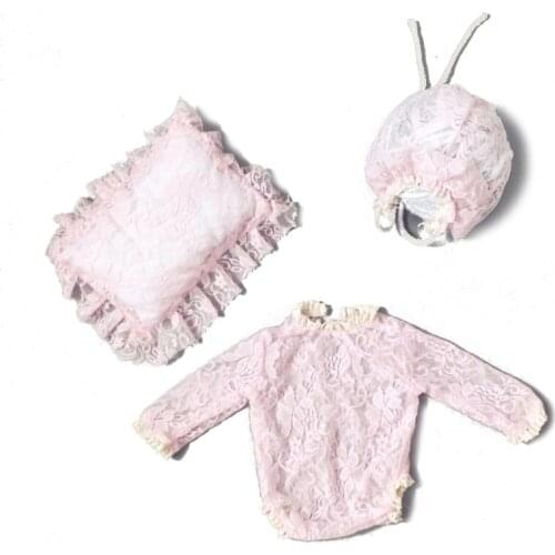 3 Pcs Newborn Photography Props Outfit +Pillow Set Girls Clothes Shooting Photo 97BC