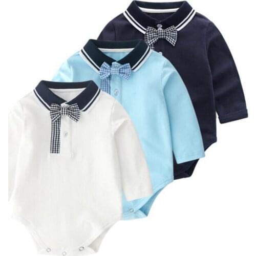 Handsome Baby Rompers Girls Infant Newborn Bow Romper Costume Cotton Tie Jumpsuit Clothes Gentleman Body Suit Baby Boys Clothing