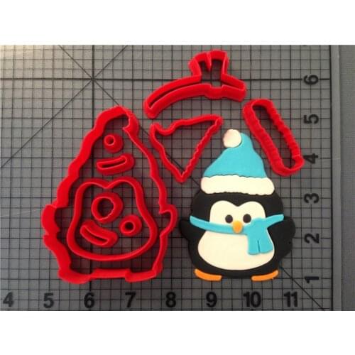 Cute Christmas Penguin Cookie Cutter Kitchen Baking Supplies DIY Cake Icing Decoration Kit 3D Printed Custom Seal