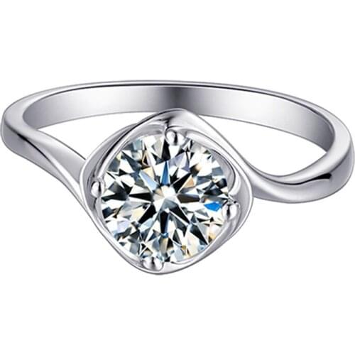 Trendy 100% 925 Sterling Silver Cut Real 1 Carat D Color Moissanite Anniversary Rings For Women Elegant Party Fine Jewelry Gift