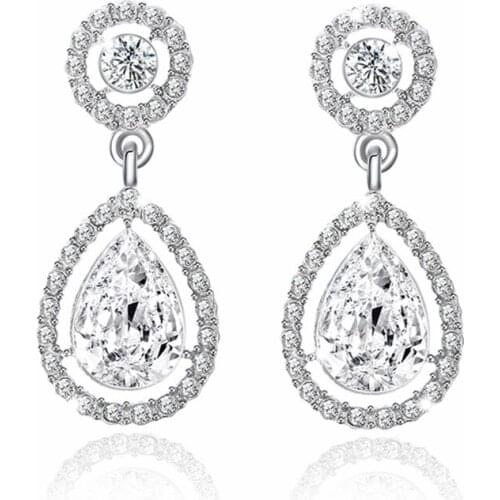 Fashion Earrings High Quality Hearts & Arrows Crystal Inlay Dinner Style Temperament Ms. Earrings Friends Party Gift