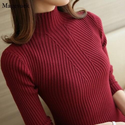 Fashion Thick White Sweater Women 2021 Winter New Long Sleeve Slim Turtleneck Pullovers Woman Sweaters Knitted Sweater 5218 50
