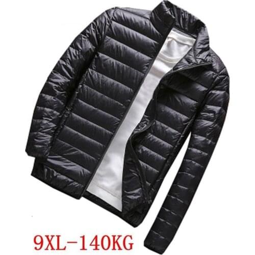 Mens large size jacket 5XL 6XL 7XL 8XL 9XL autumn and winter casual long-sleeved lapel cotton loose zipper warm black jacket