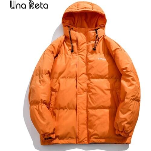Una Reta Mens Coat New Hip hop Solid color Parka Coat Men Clothing Casual Warm Hooded Winter Jacket Coat Men Streetwear