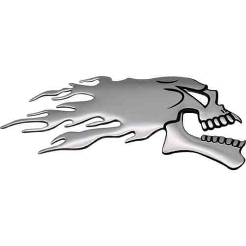 2Pcs/Pair 3D Chrome Ghost Skull Head Auto Motorcycle Car Sticker Emblem Decals 14.5x5.5cm