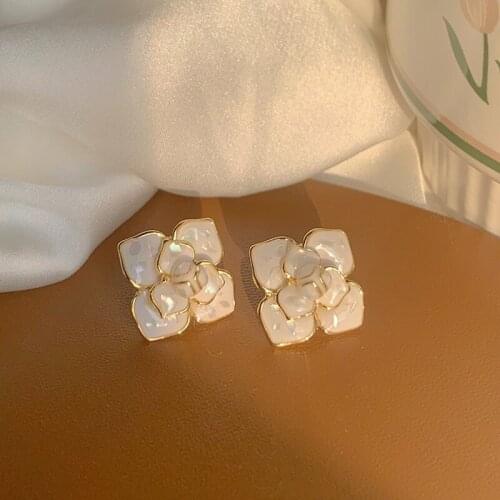 PERMIH New Fashion Big Flower Earrings Korean Geometry Metal Gold Earrings For Women Retro Earrings 2021 Trend Fashion Jewelry