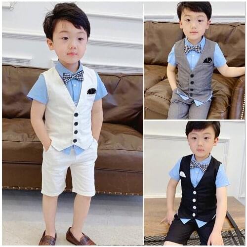 Formal Summer Boys Suits Blazers Clothes Suits For Wedding Formal Party Baby Vest Pants Kids Boy Outerwear Clothing 2 pcs/Set
