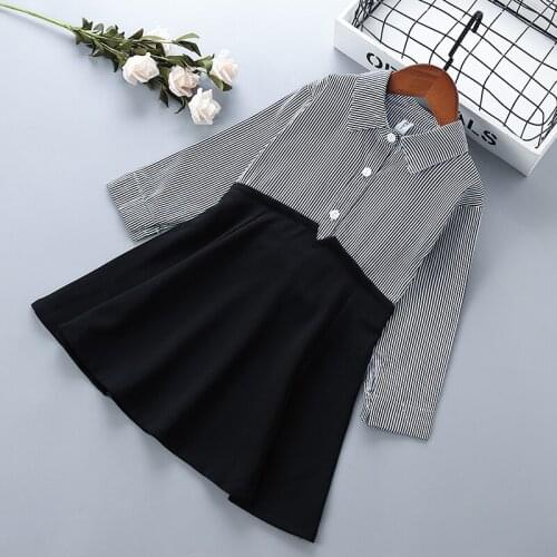 2-6 years High quality girl dress 2019 new spring autumn stripe patchwork kid children clothing girls party princess dress