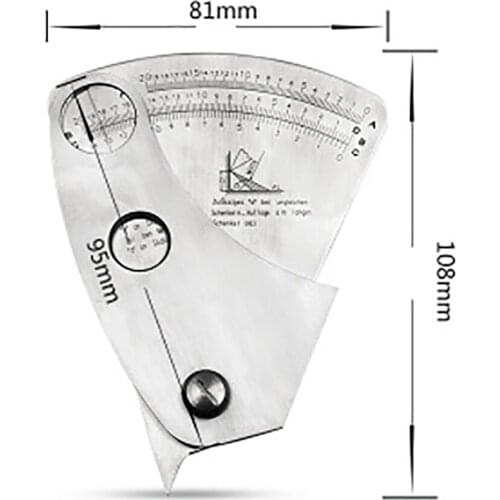 0-20mm Sector Ruler Stainless Steel Welding Testing Gauge Three-scale Measuring Tools Weld Gap Gauge Soldering Accessories