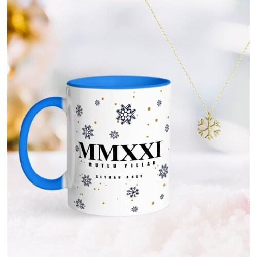 Personalized 2021 Happy birthday Blue Mug and Snow Them Kolye-14