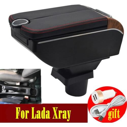 For Lada Xray armrest box Double doors open 7USB Centre Console Storage Box Arm Rest