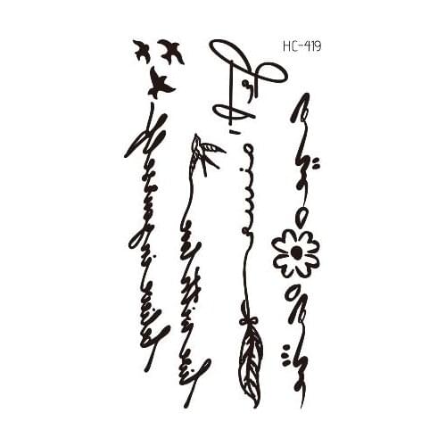 Bird Flower Line Temporary Tattoo Sticker Waterproof Women Men Adults Fake Body Art New Design 10.5X6cm Kids Hand Tatoo